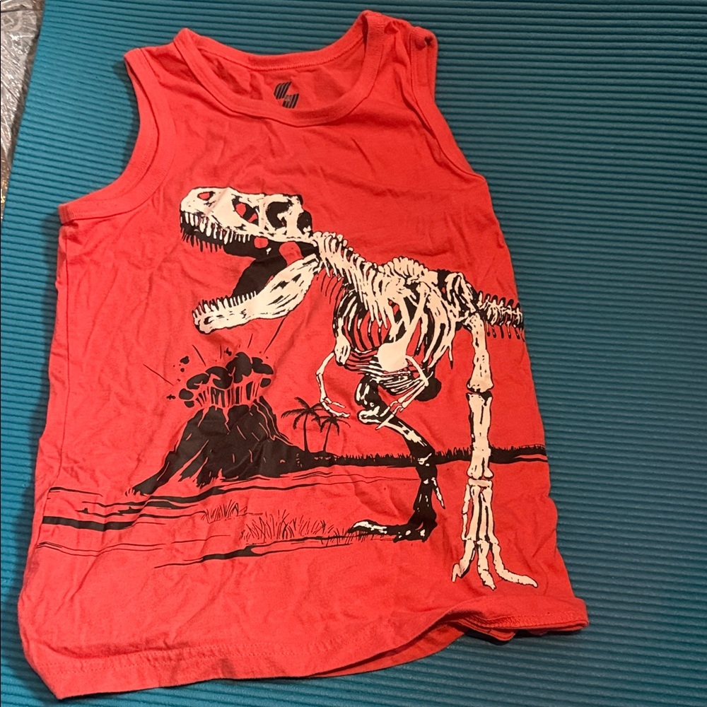 Dinosaur Graphic Kids Tank Top - Red